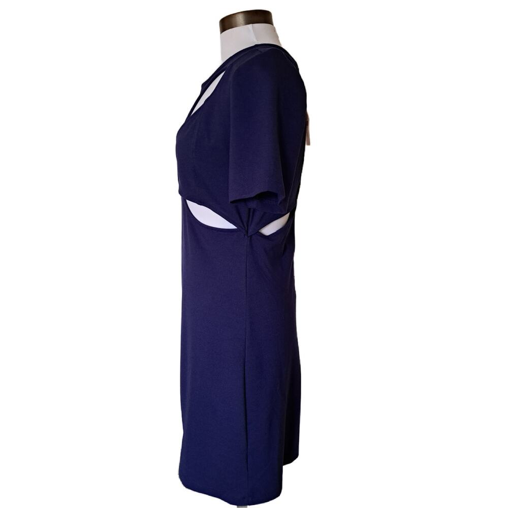 NWT Anthropologie Ponte Cut-Out Mini Dress Size Medium Navy Blue - Picture 5 of 12